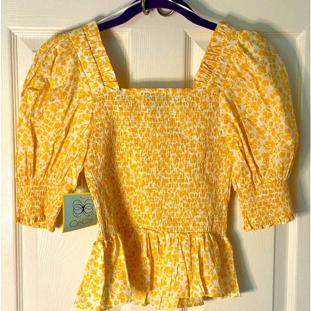 ☀️ NWT Yellow & White Gingham Top